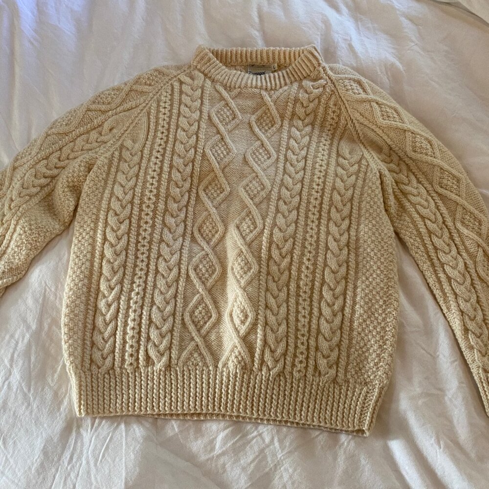 Donegal Collection ARAN HANDKNIT Magee MADE IN IRELAND sweater Adult Large